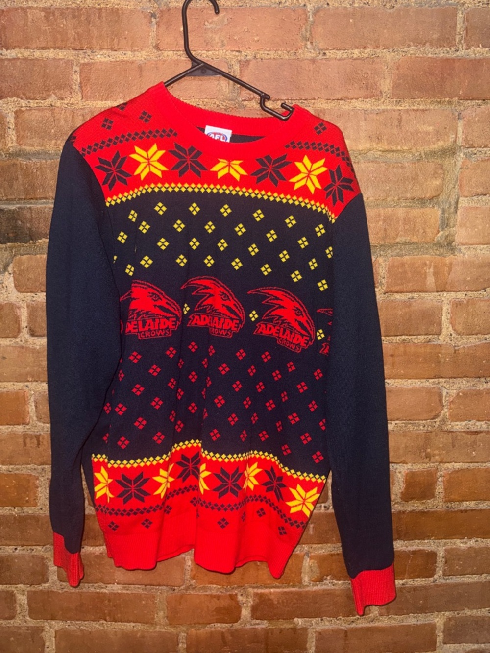 Men’s Red and Navy Crewneck Sweater